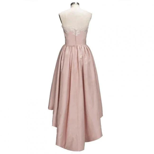 Charming Sweetheart Lace Hi-Lo Homecoming Dress Gold Sleveless Short Party Dress with Appliques