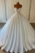 Charming Sweetheart Sleeveless Sequined Strapless Ball Gown Wedding Dress