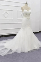 Chic Spaghetti Strap Beading Mermaid Elegant Wedding Dresses