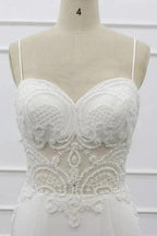Chic Spaghetti Strap Beading Mermaid Elegant Wedding Dresses