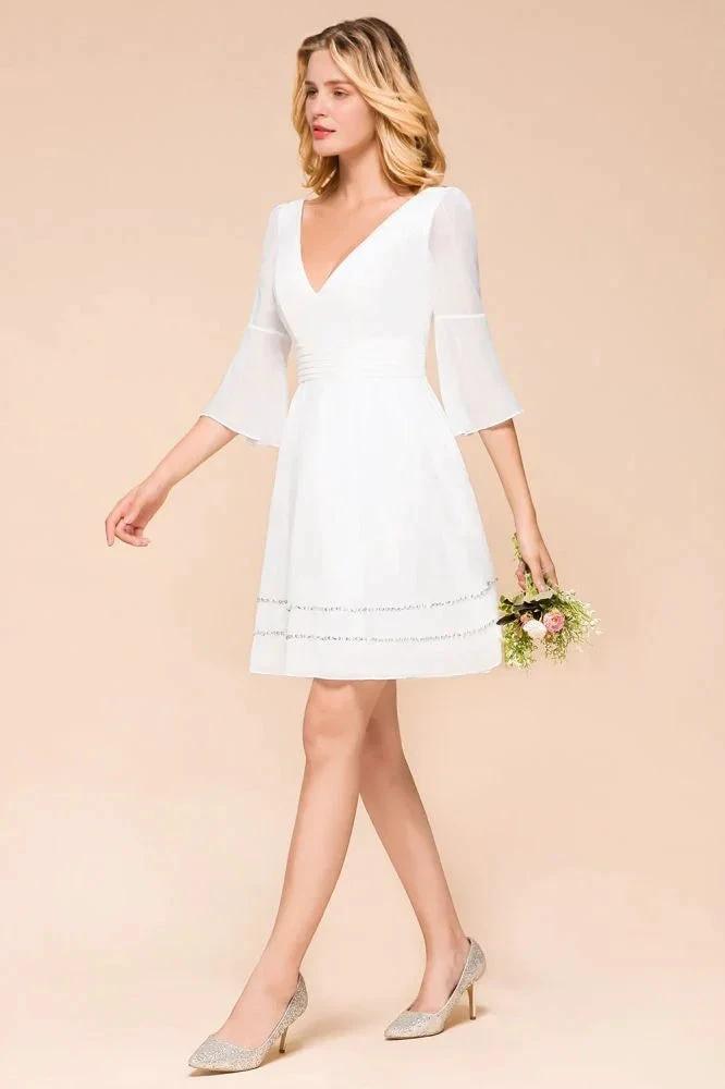 Chiffon Knee Length Simple Daily Casual Dress Beach Bridesmaid Dress