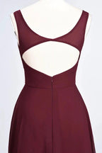 Chiffon V-Neck Straps Sleeveless Ruffles Floor-Length Bridesmaid Dress with Open Back