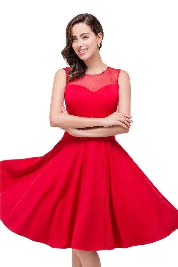 Crew Knee-length A-line Red Bridesmaid Dresses