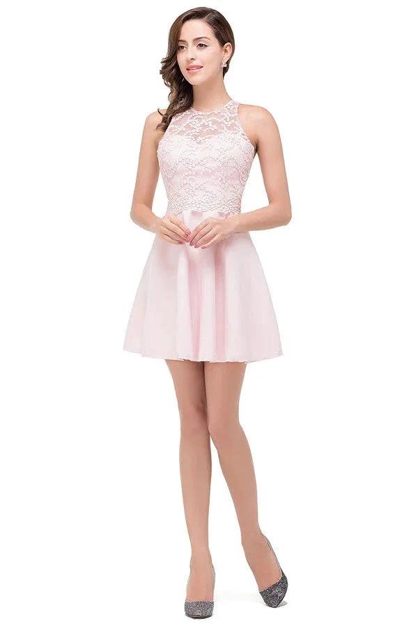 Cute Mini A-line Crew Appliques Bridesmaid Dresses