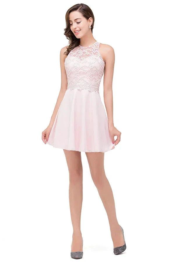 Cute Mini A-line Crew Appliques Bridesmaid Dresses