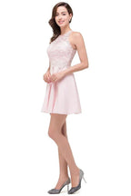 Cute Mini A-line Crew Appliques Bridesmaid Dresses