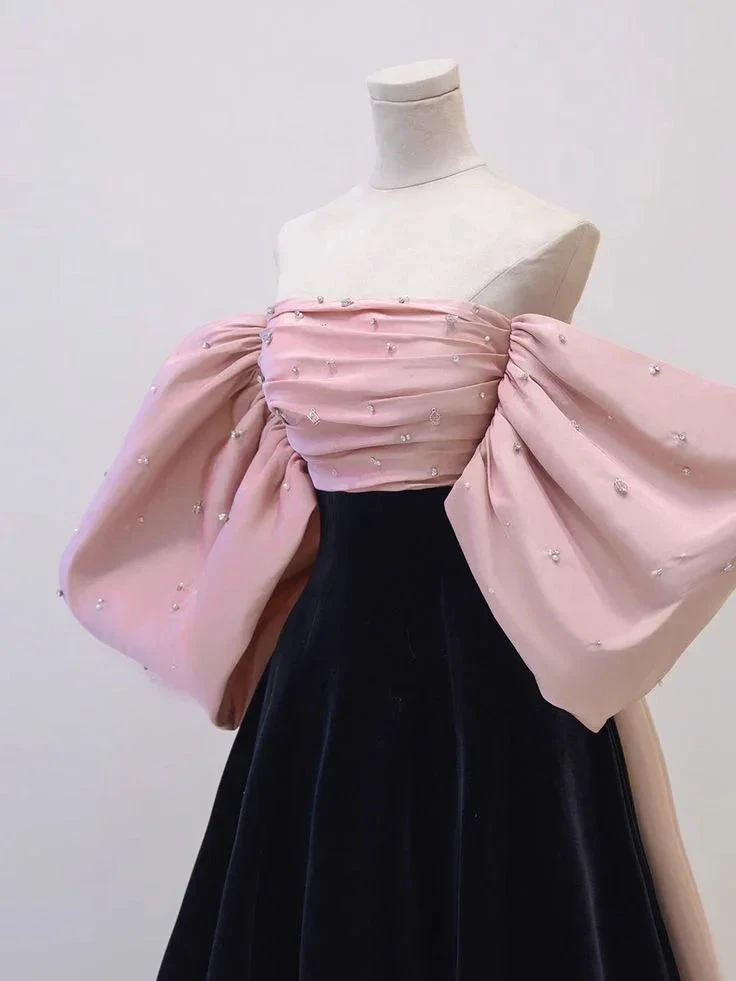 Pretty Off The Shoulder Velvet Satin Long Prom Dress Evening Dress Y7611