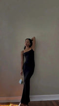 Black Mermaid Spaghetti Straps Long Prom Dress Elegant Black Evening Dress Y444