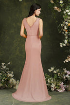Deep V neck Sleeveless Split Front Floor-Length Prom dress