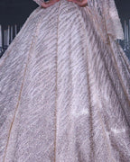 Deluxe Floor Length One-Shoulder A-Line Sequined Wedding Dress with Ruffles