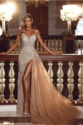 Designer A-Line High Split Wedding Dresses With Lace