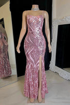 Designer Long Mermaid Spaghetti Straps Split Front Prom Dress