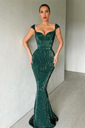 Designer Sequined Sleeveless Mermaid Prom Dress