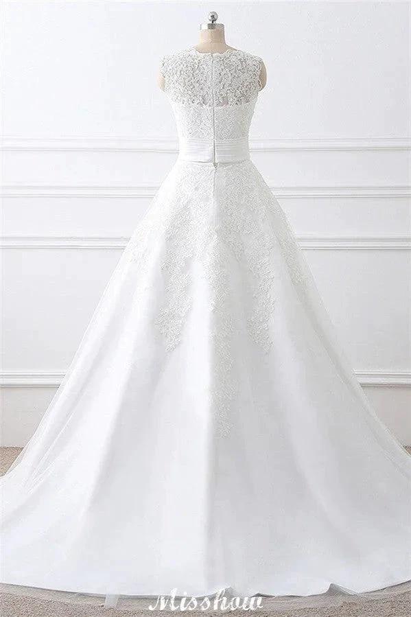 Detachable Skirt Sheath Scoop Lace Wedding Dresses