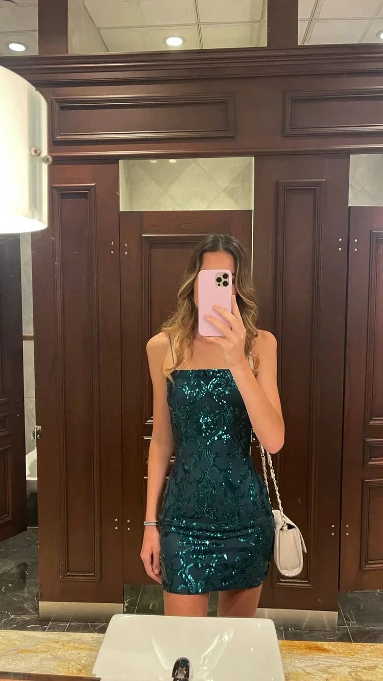 Sequins Mini Dress Short Homecoming Dress,Birthday Party Dress Y1501