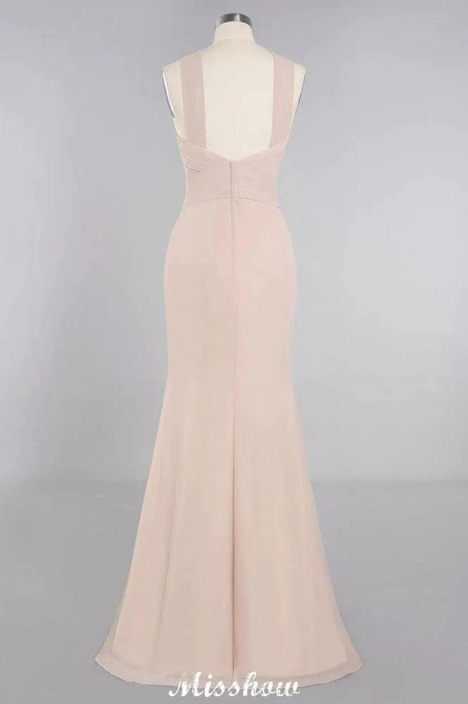 Dreamful Halter Slim Mermaid Bridesmaid Dress Floor Length Party Dress