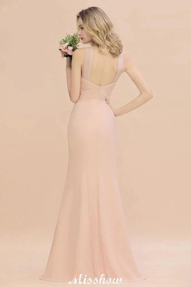Dreamful Halter Slim Mermaid Bridesmaid Dress Floor Length Party Dress