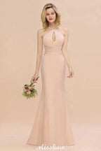 Dreamful Halter Slim Mermaid Bridesmaid Dress Floor Length Party Dress