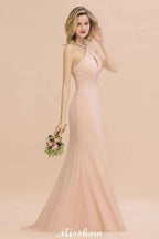 Dreamful Halter Slim Mermaid Bridesmaid Dress Floor Length Party Dress