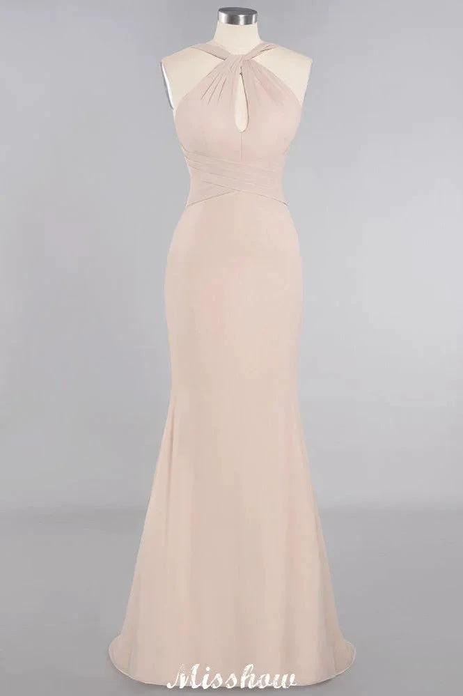 Dreamful Halter Slim Mermaid Bridesmaid Dress Floor Length Party Dress