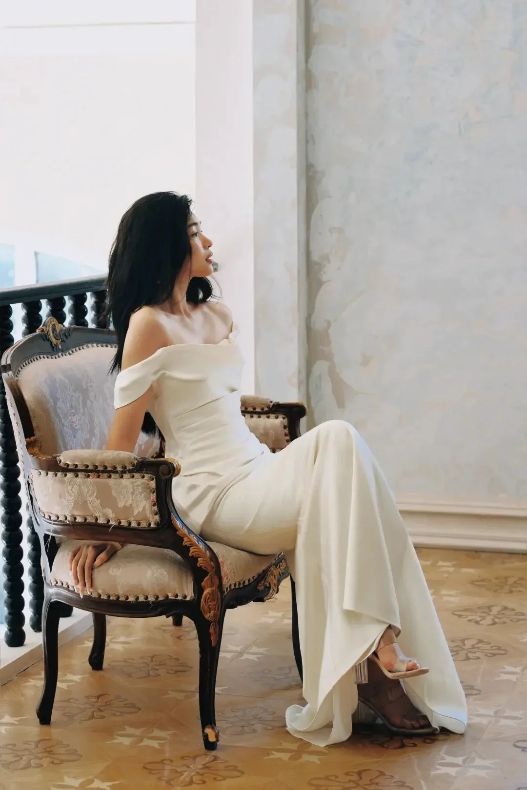 Charming Off Thes Satin Mermaid Evening Dress,White Prom Dress Wedding Dress Y8592