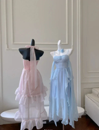 Simple Blue Spaghetti Straps Chiffon Homecoming Dress Party Dress Y8581
