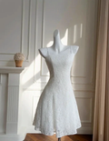 Classy White Spaghetti Straps Lace A Line Homecoming Dress Mini Party Dress Y8584