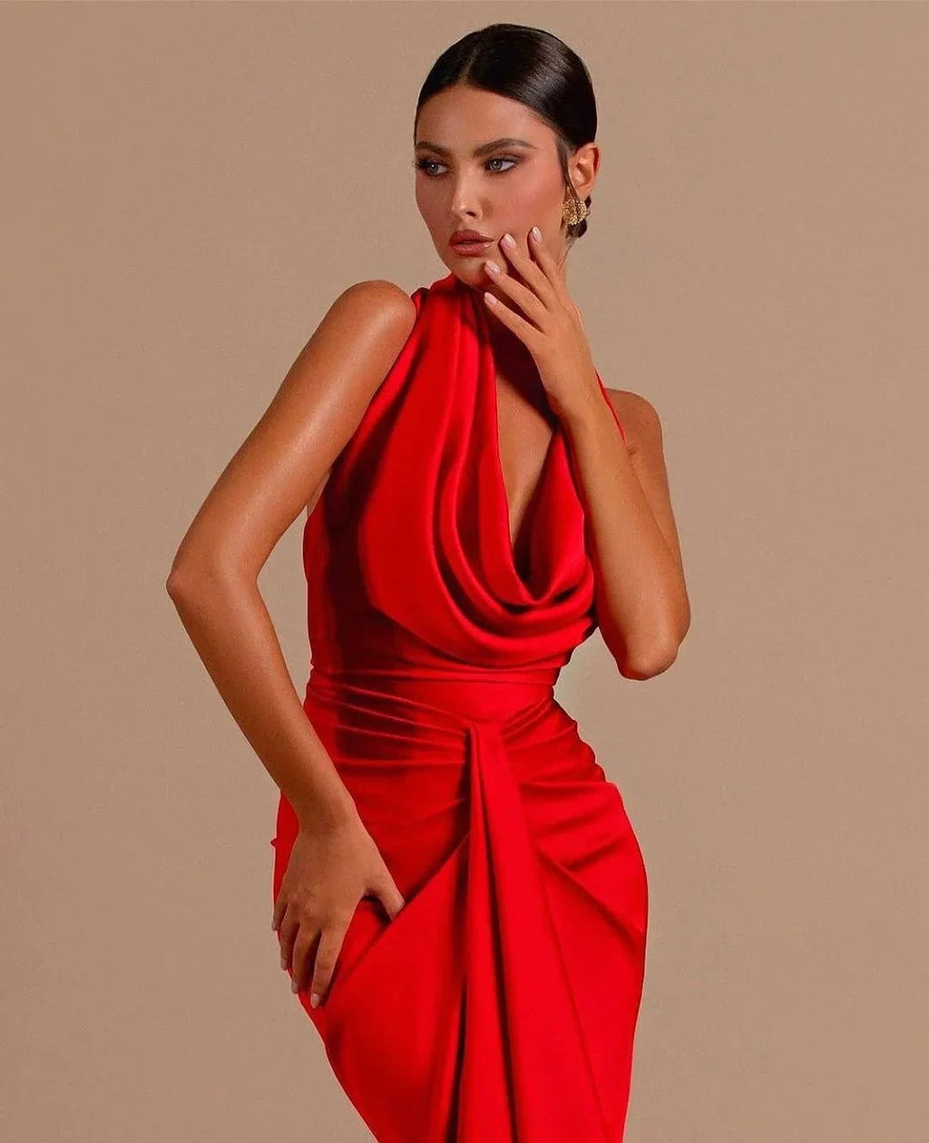 Sleeveless Halter Mermaid Prom Dress with Daring Open Back