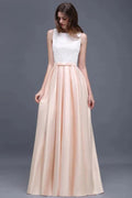 Elastic Satin A-line Scoop Lace Prom Dress