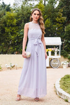 Elegant A-Line Scoop Sleeveless Chiffon Bridesmaid Dresses