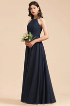 Elegant A-line Sleeveless V-Neck Ruffle Chiffon Lace Bridesmaid Dresses