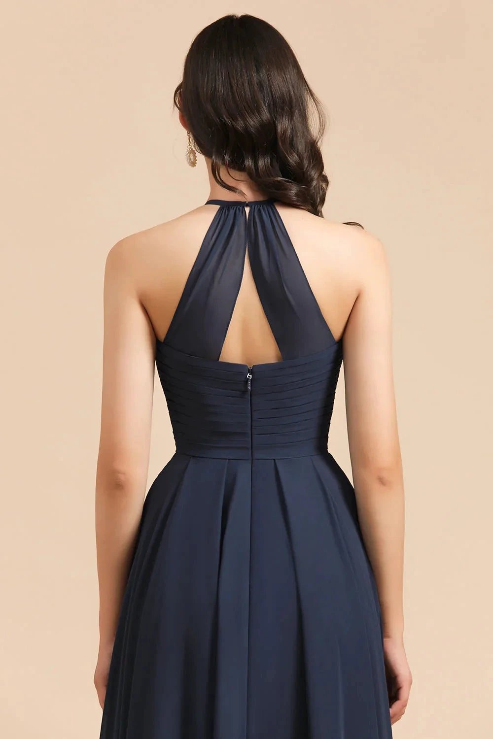 Elegant A-line Sleeveless V-Neck Ruffle Chiffon Lace Bridesmaid Dresses
