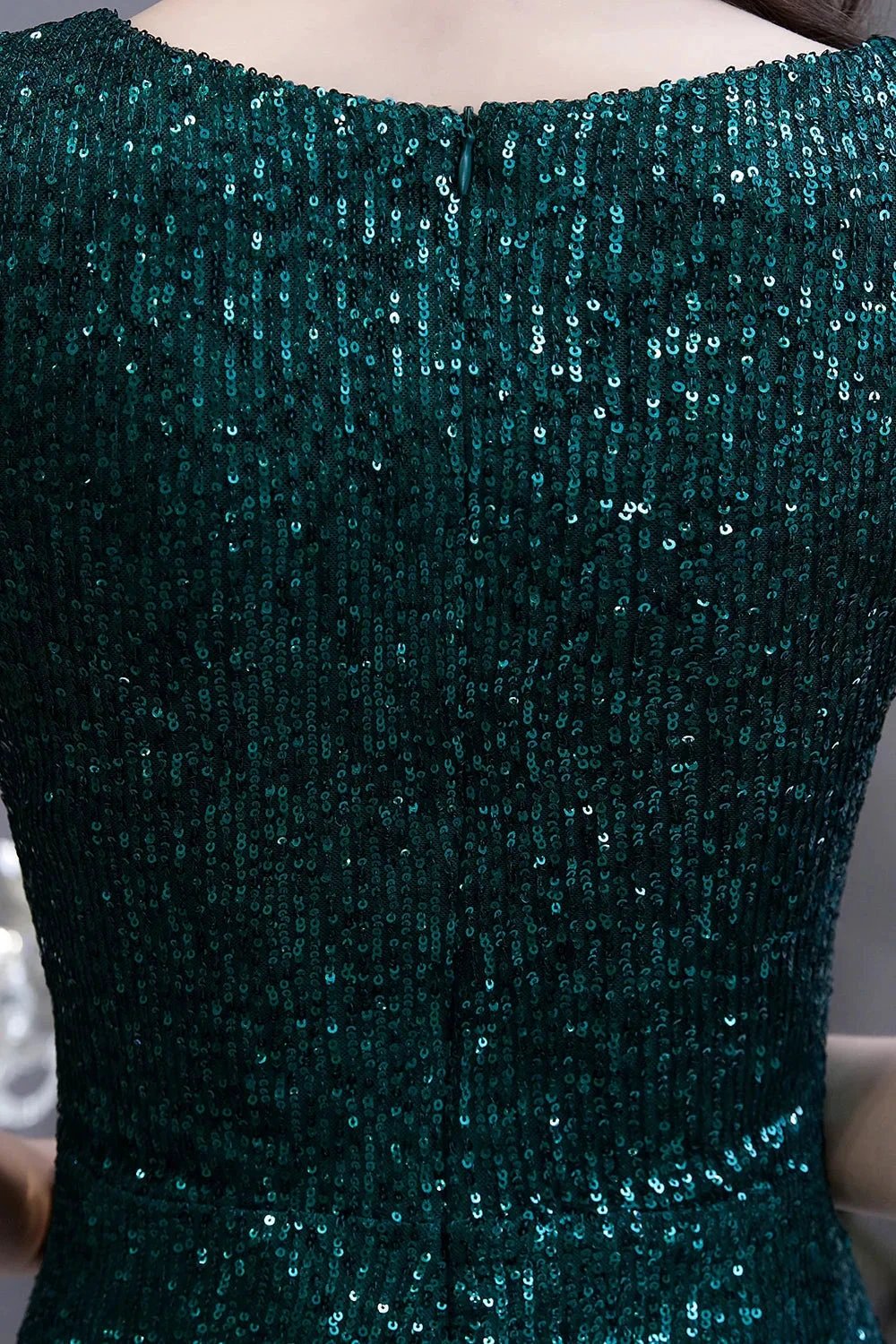 Elegant Cap Sleeve Green Sequins Long Prom Dress