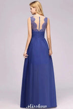 Elegant Chiffon Lace Jewel Sleeveless Floor-Length A-Line Ruffles Bridesmaid Dress