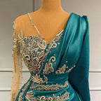 Elegant floor-length evening dress prom dresses with sleeves