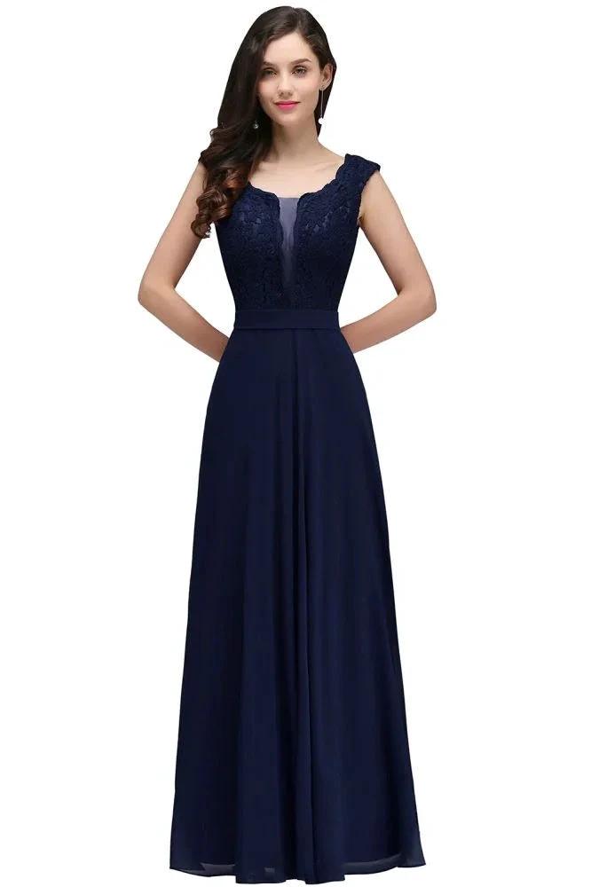 Elegant Floor-length Lace A-line Burgundy Prom Dress