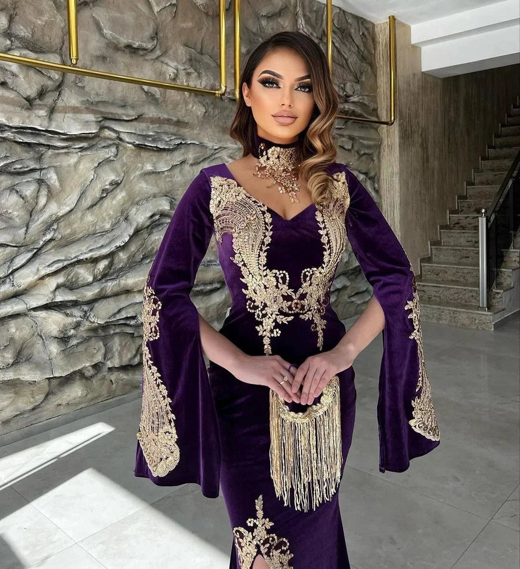 Elegant Floor Length Sweetheart Long Sleeves Mermaid Prom Dress with Split