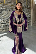 Elegant Floor Length Sweetheart Long Sleeves Mermaid Prom Dress with Split