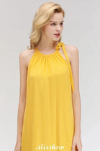 Elegant Halter Simple Sleeveless Evening Dresses Knee Length