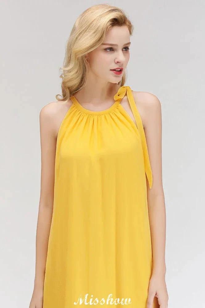 Elegant Halter Simple Sleeveless Evening Dresses Knee Length