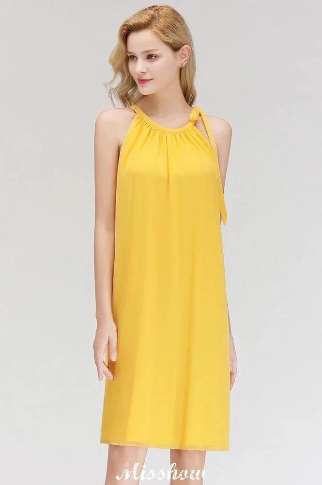 Elegant Halter Simple Sleeveless Evening Dresses Knee Length