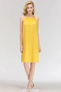 Elegant Halter Simple Sleeveless Evening Dresses Knee Length