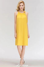 Elegant Halter Simple Sleeveless Evening Dresses Knee Length