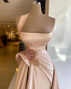 Elegant Long A-Line One Shoulder Appliques Lace Beading Prom Dress
