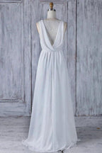 Elegant Long A-line Ruffle Lace Chiffon Wedding Dress