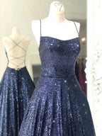 Elegant Long A-line Strapless Sequined Open Back Formal Prom Dresses