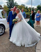 Elegant Long A-line Sweetheart Tulle Wedding Dress