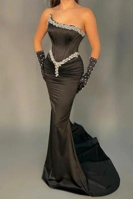 Elegant Long Black Sleeveless Mermaid Sequined Evening Dresses