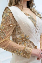 Elegant Long Glitter Beading Mermaid Prom Dresses With Long Sleeves