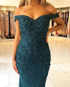 Elegant Long Mermaid Sweetheart Off-the-shoulder Tulle Prom Dress